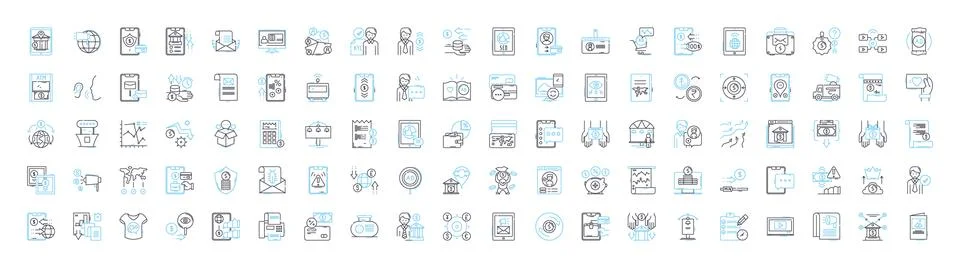 Cost vector line icons set. Expense, Price, Tariff, Levy, Vendor, Outlay, Toll Stock Illustration