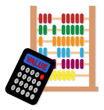 Cost Versus Value Calculator Portrays Spending vs Benefit Received - 3d Illus イラスト素材