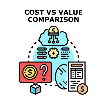 Cost versus value comparison analyzing business investments イラスト素材