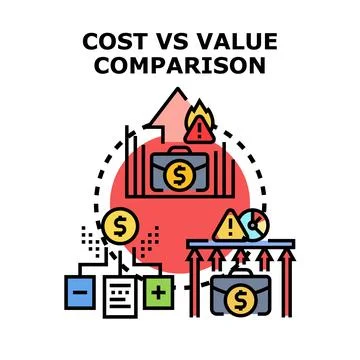 Cost versus value comparison of business investment 스톡 일러스트
