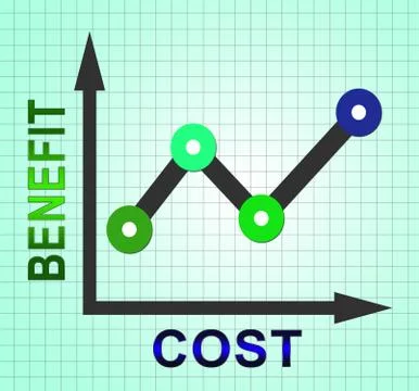 Cost Vs Benefit Graph Means Comparing Price Against Value - 3d Illustration Stock Illustration