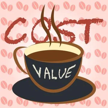 Cost Vs Value Coffee Denotes Return On Investment Roi - 3d Illustration Stock Illustration
