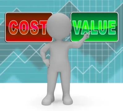 Cost Vs Value Graph Denotes Return On Investment Roi - 3d Illustration Stock Illustration