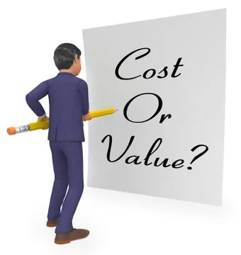 Cost Vs Value Note Denotes Return On Investment Roi - 3d Illustration Stock Illustration
