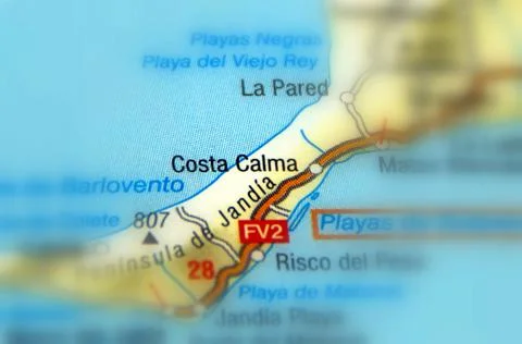 Costa Calma on a map Stock Photos