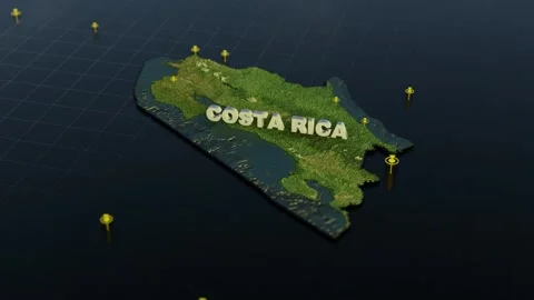 Costa Rica 3D Map With Animation Stock Footage 303183530
