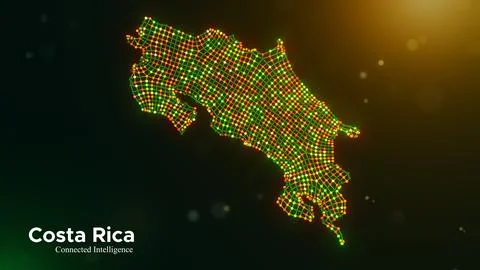 Costa Rica Connected Intelligence Technology Network Map Presentation Concept Illustrazione stock