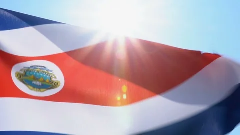 Costa Rica Flag Flapping Stock Footage 118957749