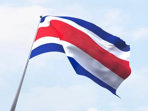 Costa Rica flag flying on clear sky. Stock Illustration