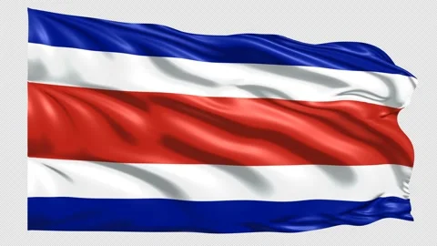 Costa Rica Flag Loop 4K UHD 3840 x 2160 with alpha channel Stock Footage 221360559
