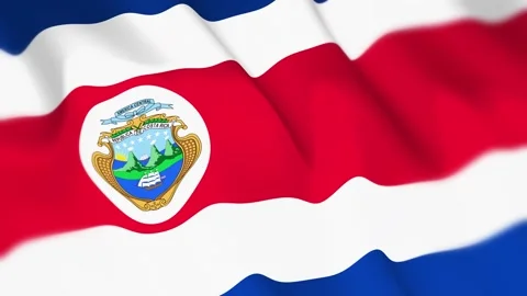 Costa Rica Flag Seamless Loop 4k 60fps on Sky Background Stock Footage 340349156