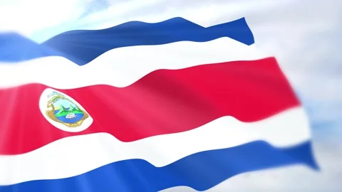 Costa Rica Flag Seamless Loop 4k 60fps on Sky Background Stock Footage 340623999
