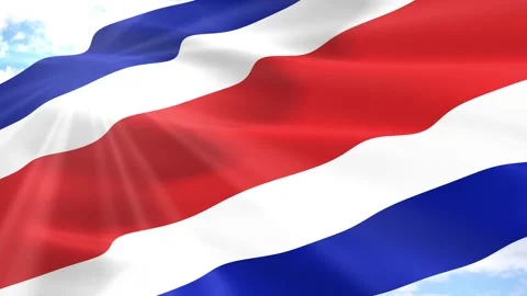 Costa Rica Flag Seamless Loop 4k 60fps on Sky Background Stock Footage 341558205