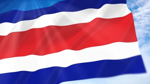 Costa Rica Flag Seamless Loop 4k 60fps on Sky Background Stock Footage 341671966