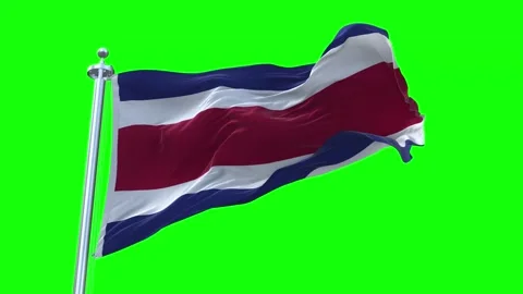Costa Rica Flag Waving in Loopable and Textured green screen background Stock Footage 296876583