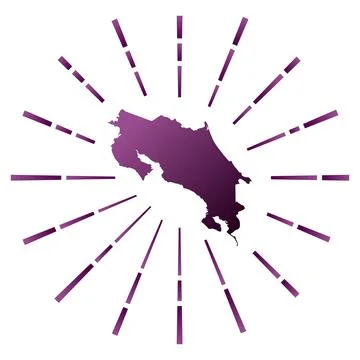 Costa Rica gradiented sunburst. Map of the country with colorful star rays... Stock Illustration