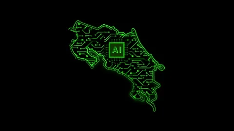 Costa Rica Map AI Chipset Technology Opener Vídeo Stock 337055166