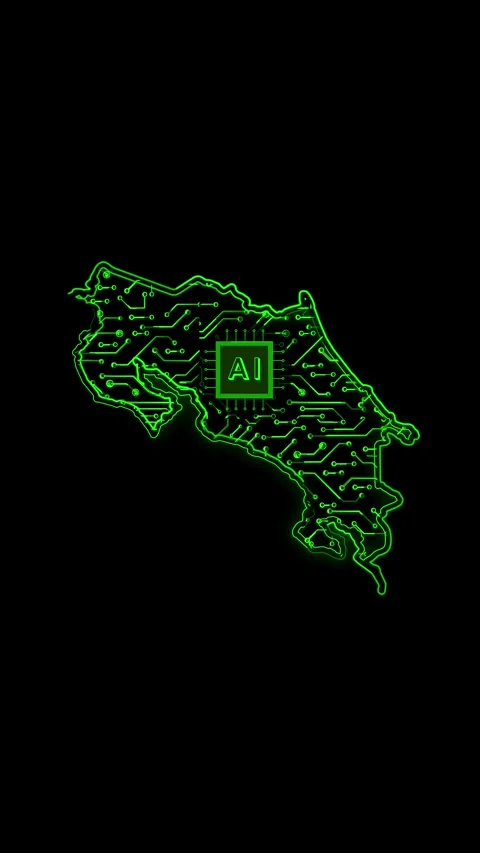 Costa Rica Map AI Chipset Technology Opener Stock Footage 337171292