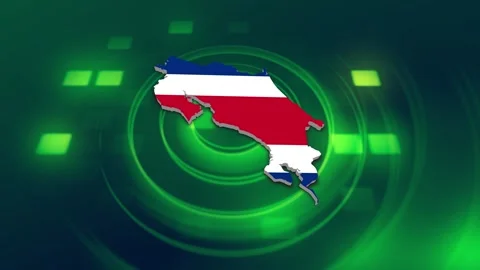 Costa Rica Map and Flag Background Stock Footage 344027393