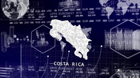 Costa Rica Map Animation Loop | Growth, GDP, Oil Economy &amp; Development Insights Stock Footage 331567074