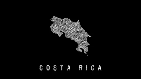Costa rica map appearing with scribble effect on black background Stock Footage 313932714