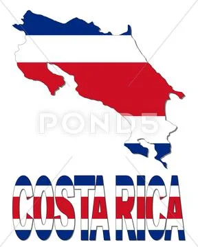 Costa Rica map flag and text illustration Stock Illustration