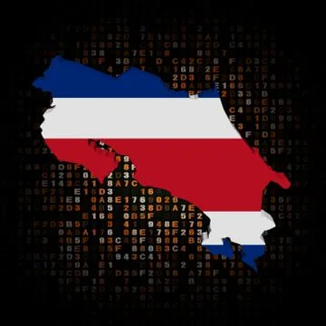 Costa Rica map flag on hex code illustration Illustrazione stock
