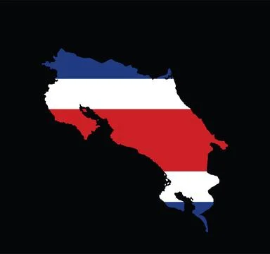 Costa Rica map flag vector silhouette illustration isolated on black イラスト素材