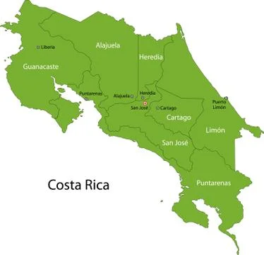 Costa rica map Stock Illustration