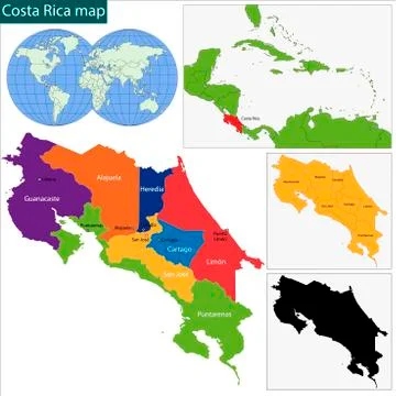 Costa Rica map Stock Illustration