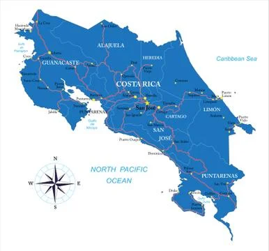 Costa Rica map Stock Illustration