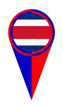 Costa Rica Map Pointer Location Flag Illustrazione stock