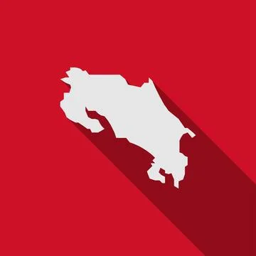 Costa Rica map on red background with long shadow Stock Illustration