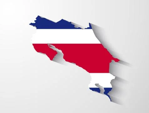 Costa Rica map with shadow effect Stock Illustration