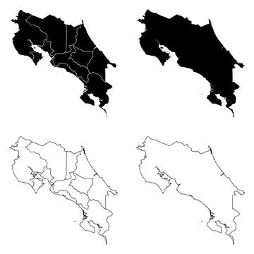 Costa Rica Outline and Solid Fill Map Set. 스톡 일러스트