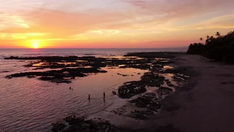 Costa Rica, sunset while low tide with natural pools 動画素材 152175949