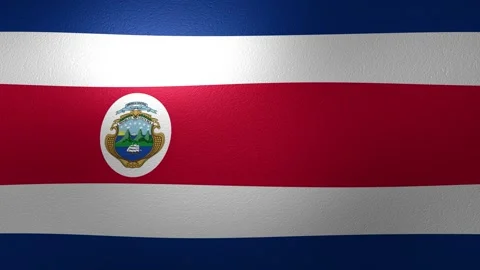 Costa Rican flag with the coat of arms waving in a looping animation, Stock Footage 345999908
