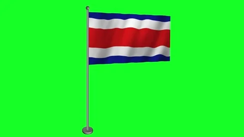 Costa Rican flag elegantly waving in the wind on Green Screen Видео 274287296