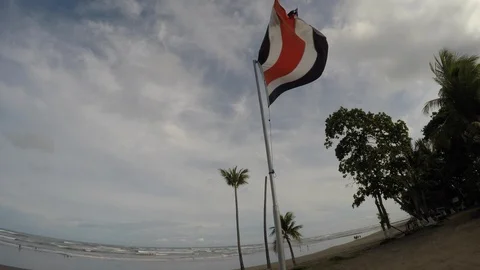 Costa Rican Flag Stock Footage 91569749