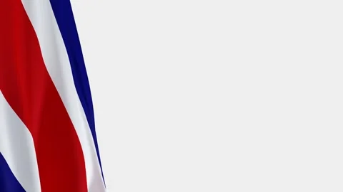 Costa Rican Flag on Left Side, Waving National Symbol with Copy Space Vídeos de archivo 334108593