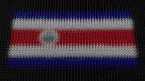 Costa Rican Flag Light Shining on Scrolling Bullets Stock Footage 288366078