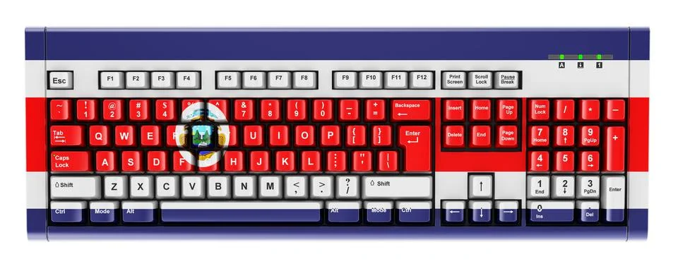 Costa Rican flag painted on computer keyboard. 3D rendering 스톡 일러스트