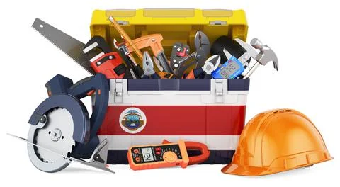 Costa Rican flag painted on the toolbox. Service, repair and construction in  Stock Illustration