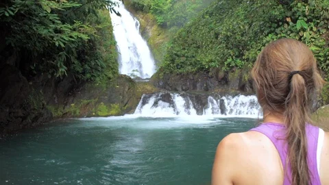 Costa Rican Waterfall Trip Stock Footage 121389497