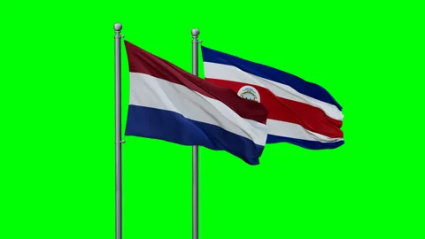 Costa Rico and Netherlands two flags Stock Footage 289653983