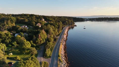 Costal road at sunset Stock Footage 342916757