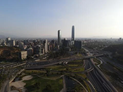 Costanera Center, Skydeck, highway, modern City, Santiago. Chile Stock Photos