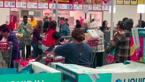 Costco Store - Interior - Checkout Area - Davenport, Iowa - April 11, 2026 Stock Footage 333600463