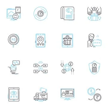 Costly - Expensive linear icons set. Lavish, Splurge, Extravagant, Opulent Stock Illustration