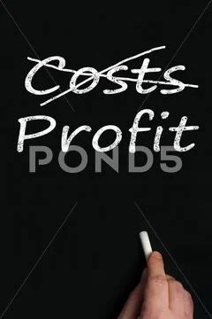 Costs and profit on black board Stock Illustration